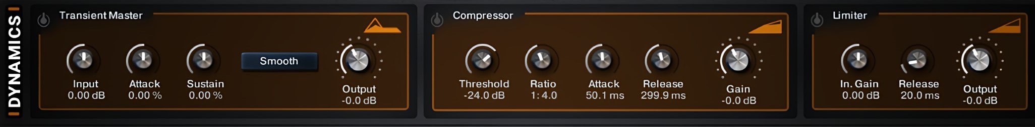 Dynamics section Patch loaded in Sforzando