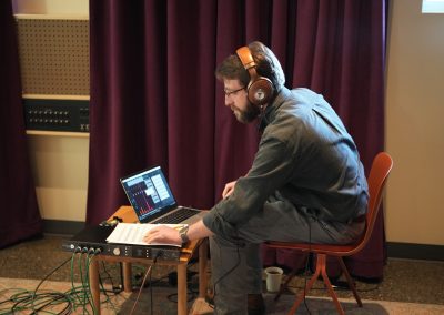 Sam Gossner directing recording of The Recorder